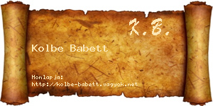 Kolbe Babett névjegykártya